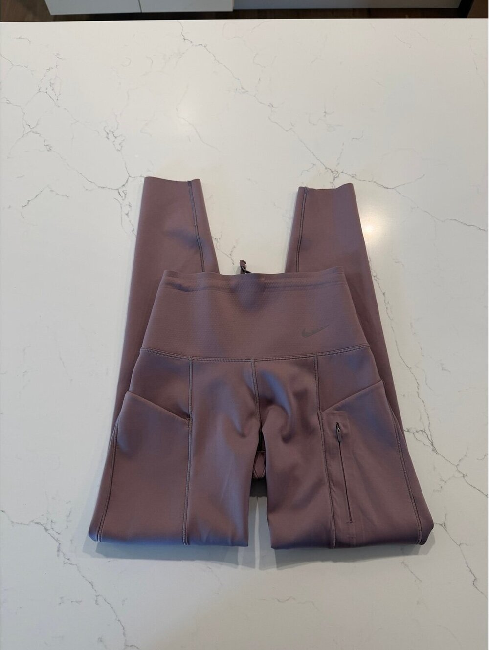 Nike Go Dri-FIT High Waisted Pocket Leggings 7/8 Length Mauve Purple XS